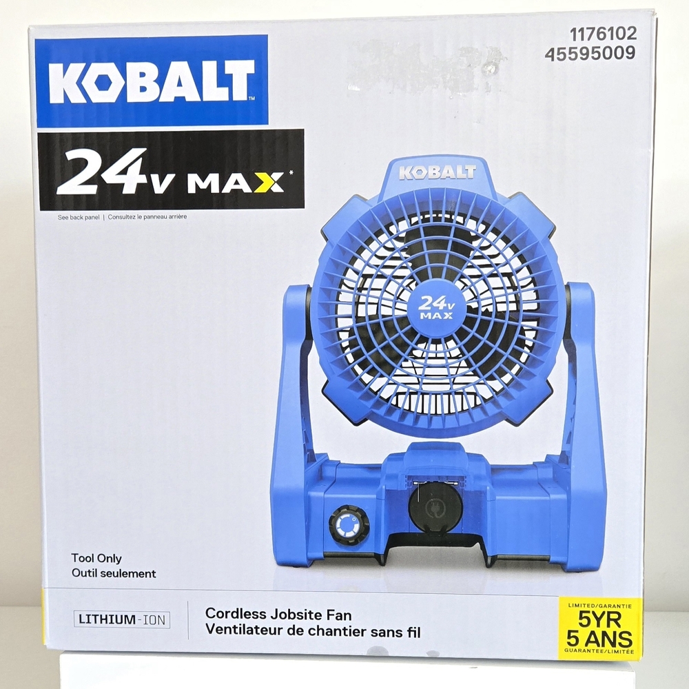 NEW Kobalt 7' 24 Volt Max Cordless Jobsite Fan - TOOL ONLY. Battery Not Included